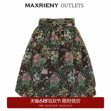 【奥莱】MAXRIENY提花A字短裙女冬季复古半身伞裙厚图片