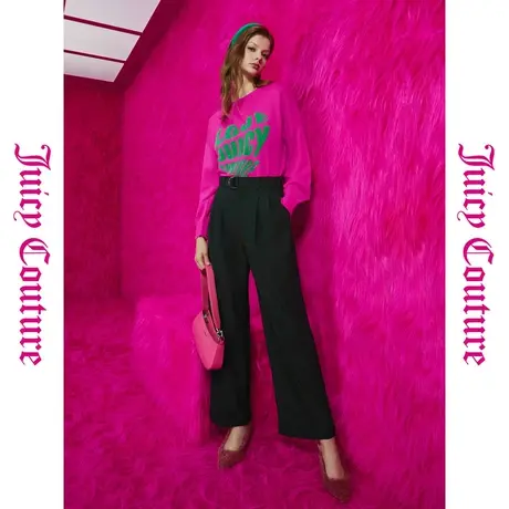 Juicy Couture橘滋秋女女装年新款率性自然刺绣腰带女休闲裤图片