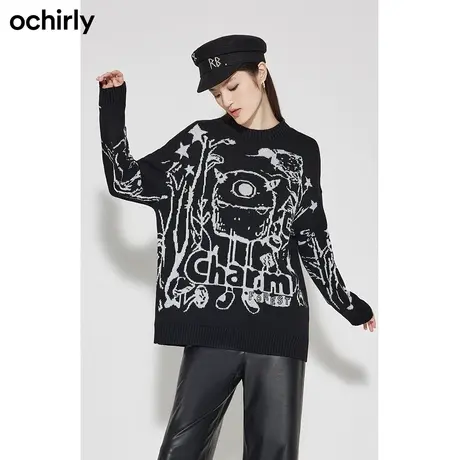 【品牌甄选】欧时力套头毛衣秋冬设计感上衣中长宽松休闲时尚图片