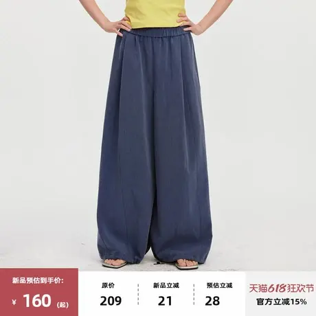 omont蛋挞家复古松紧腰廓形宽松气球裤2025夏季高腰休闲阔腿裤子图片