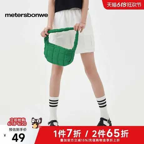 美特斯邦威工装短裤女士百搭2025夏季新款潮流休闲运动松紧腰中裤图片