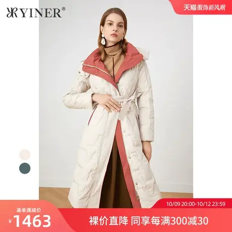 YINER音儿女装冬季新款中长款加厚连帽羽绒服图片