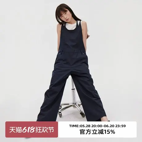 omont蛋挞家 复古挂脖连体休闲裤2025春季慵懒直筒显瘦背带裤长裤图片