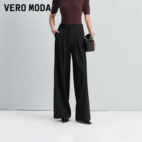 Vero Moda休闲裤2025秋季新款立体捏褶高腰宽松直筒裤通勤百搭图片
