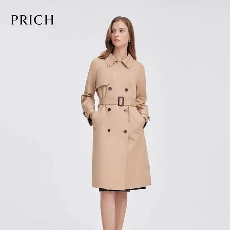 PRICH复古英伦风风衣2025春季新款双排扣收腰翻领外套女图片