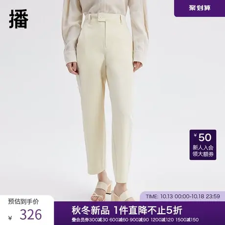 播夏季新款简约纯色休闲宽松显瘦百搭裤子女DDQ2KD5011图片