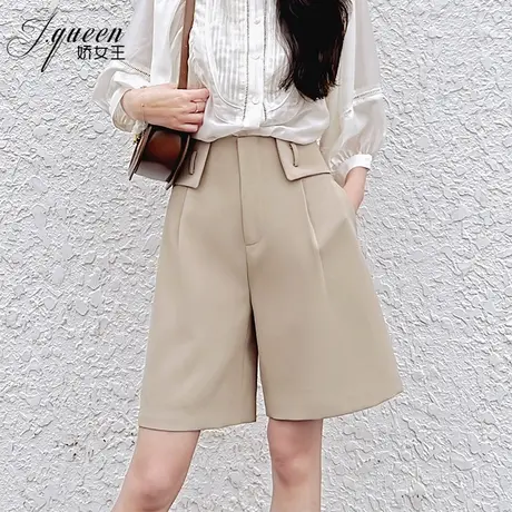 工装短裤女高腰夏季新款BF港味潮流宽松中裤A字休闲阔腿五分裤子图片