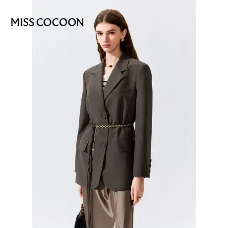 MISSCOCOON【高知touch】24春新款美丽诺羊毛翻驳领简约西装外套图片