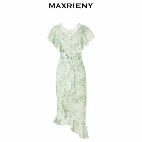 【奥莱】MAXRIENY欧式田园茶歇裙复古园艺风碎花连衣裙雪纺裙子图片