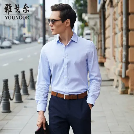 【棉莱赛尔】雅戈尔CEO男士长袖衬衫秋季商务休闲易打理衬衫男图片