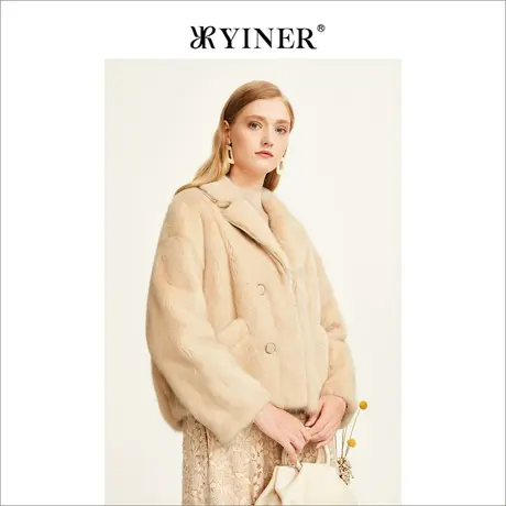 YINER音儿女装2022冬季新款设计感时尚洋气水貂皮草外套图片