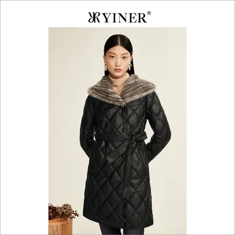 【音儿甄选】预售YINER音儿女装2022水貂毛领真皮羽绒服图片