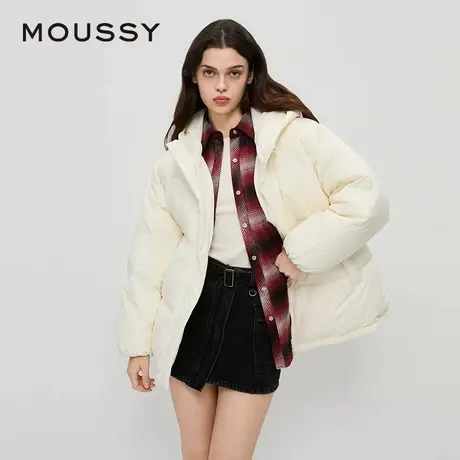 MOUSSY 春季新品90鸭绒连帽简约中性纯色羽绒服女028HA930-0141图片