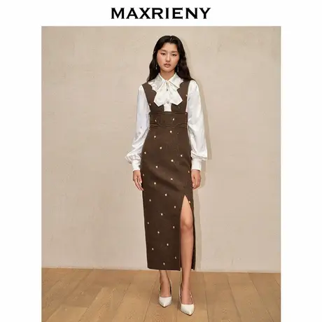 【奥莱】MAXRIENY复古宫廷连衣裙开衩裙子图片