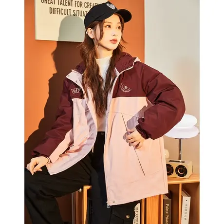 唐狮2023冬季新款工装派克女羽绒服休闲百搭抗风潮酷撞色户外图片