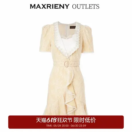 【奥莱】MAXRIENY搭片围裹式复古短裙蕾丝波点连衣裙图片