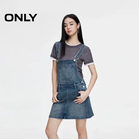 ONLY夏季时尚减龄显瘦学院风复古牛仔背带裙连衣裙女图片