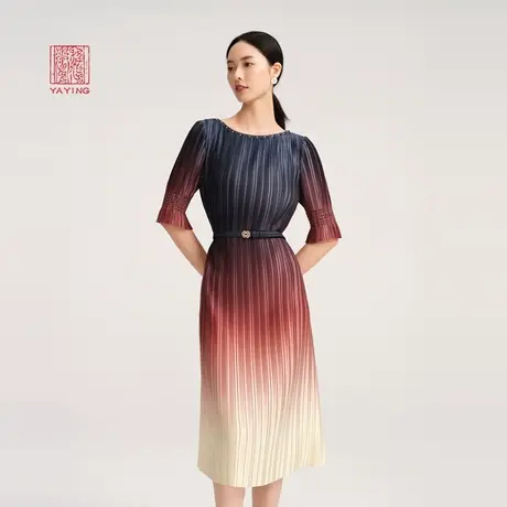 [匠心褶艺]EP雅莹高端系列 国风渐变收腰连衣裙 春商场同款4514A图片