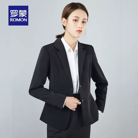 罗蒙女士单西服2025春季时尚百搭工装商务职业正装黑色气质小西装图片