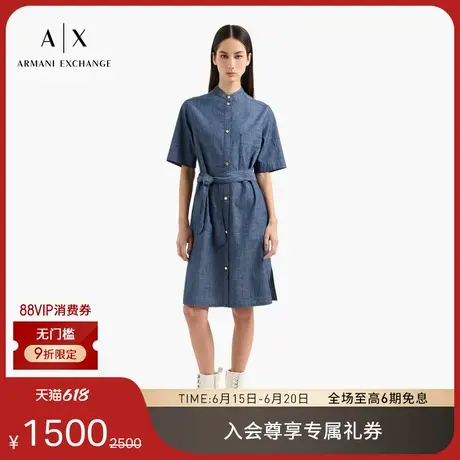 ARMANI EXCHANGE/阿玛尼2025夏季新款女士短款系带牛仔连衣裙官方图片
