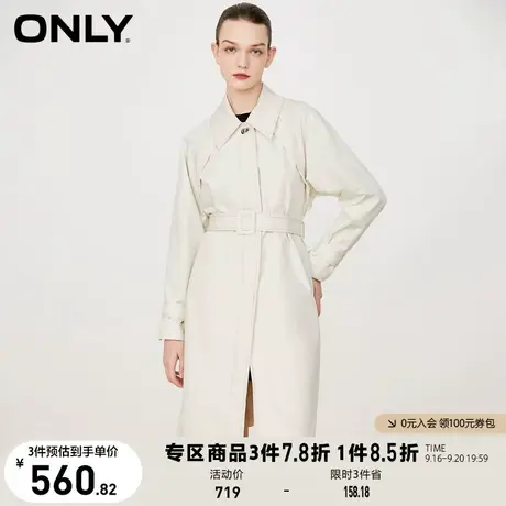ONLY奥莱2023新款时尚休闲保暖翻领中长款风衣外套女图片