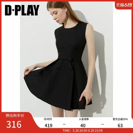 DPLAY2025年夏季新款法式黑色连衣裙女蝴蝶结短款礼服裙子小黑裙图片