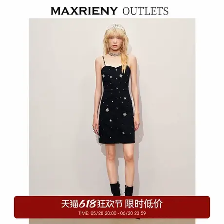 【奥莱】MAXRIENY精致华丽感满钻吊带连衣裙图片