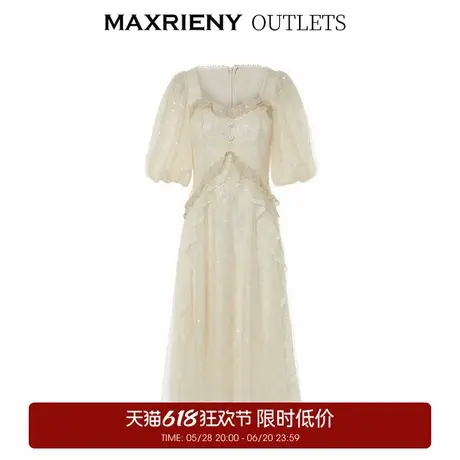 【奥莱】MAXRIENY复古宫廷感连衣裙仙美小白裙订婚网纱图片