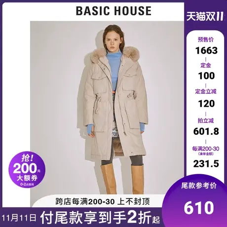 Basic House/百家好女冬韩风时尚羽绒服不可拆毛领保暖HTDJ820B图片