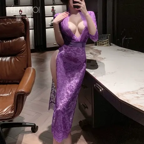 霏慕蕾丝秘书制服性感长裙辣妹连衣裙子情侣趣味女装气质穿搭衣服图片