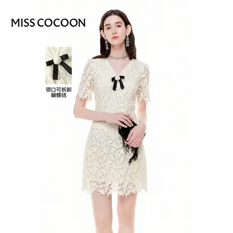 可可尼COCOON 2025夏季新款蕾丝收腰连衣裙法式气质碎花公主裙女图片