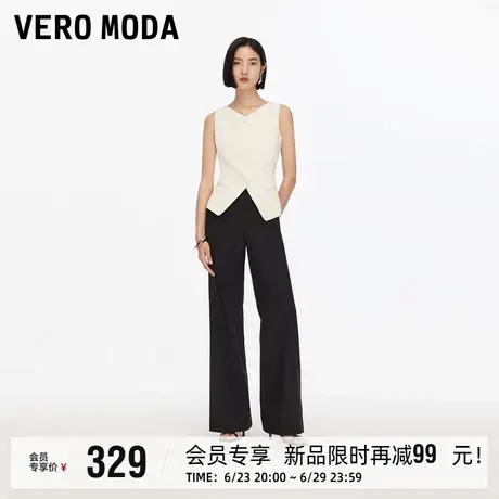 Vero Moda休闲裤女2025夏秋新款高腰显瘦纯色修身微喇裤简约通勤图片
