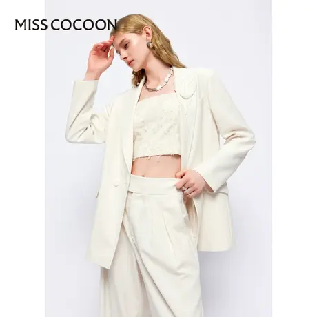 MISSCOCOON【漫拾光旅】24春新款浪漫手工立体珠花气质廓形西装图片