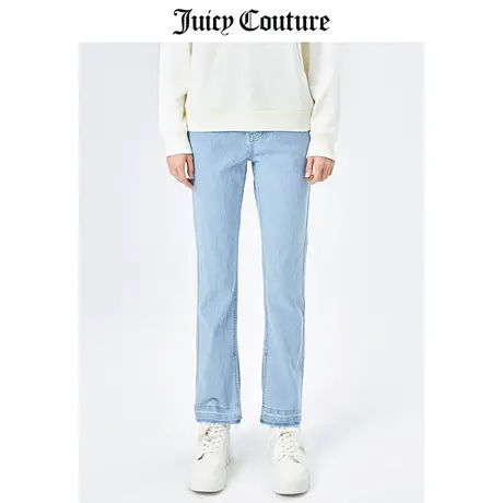 Juicy Couture橘滋春季新款宽松高腰满印阔腿牛仔裤直筒微喇长裤图片