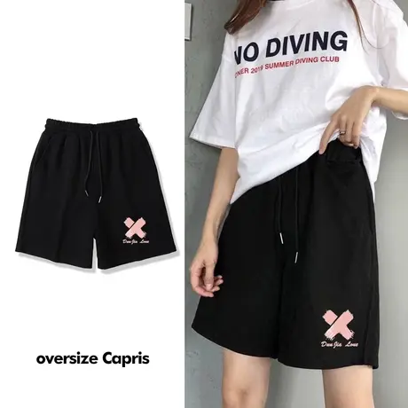 阔腿短裤女夏季休闲美式复古街头风宽松显瘦5五分裤大码裤子ins潮图片