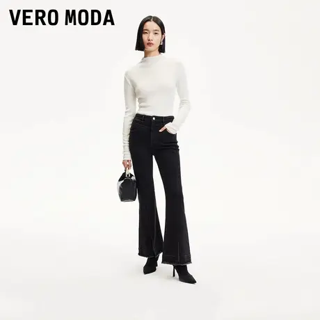 Vero Moda奥莱牛仔裤女2025早春新款中腰开叉显瘦微喇裤通勤休闲图片