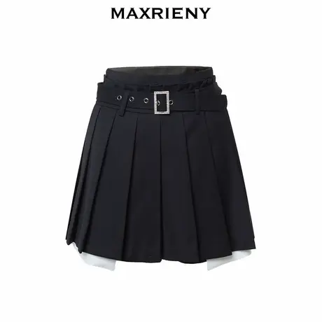 【奥莱】MAXRIENY复古学院风百褶短裙半身裙款图片