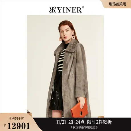 YINER音儿奥莱女装冬季保暖水貂皮草大衣质感宽松外套高级感图片