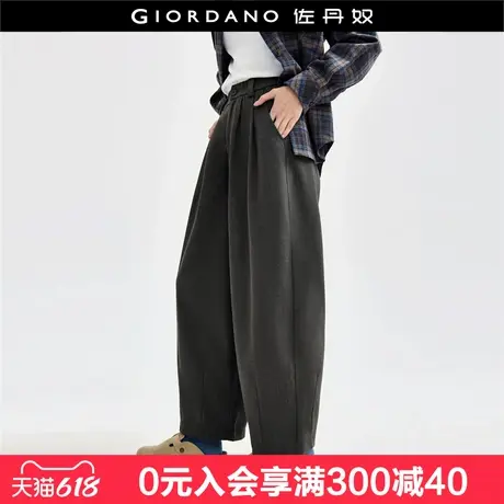 佐丹奴裤子女新款磨毛压褶灯笼裤显瘦阔腿裤松紧腰休闲裤18414225图片