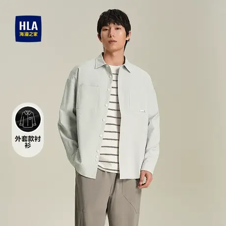 HLA/海澜之家外套款长袖休闲衬衫2025春夏新款宽松时尚长衬男图片