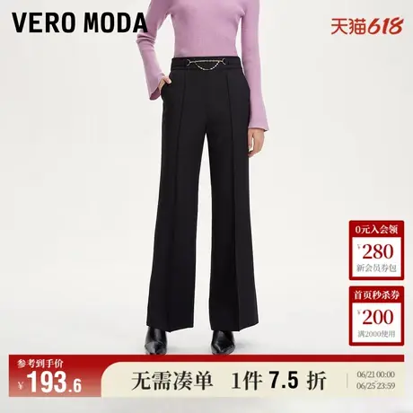Vero Moda奥莱休闲裤女秋冬新款腰头装饰高腰喇叭西装裤子流行图片