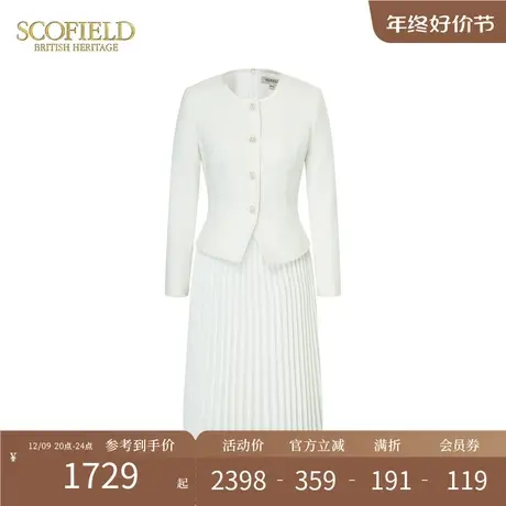 【小香风】Scofield女装假两件圆领修饰百褶裙连衣裙夏季图片