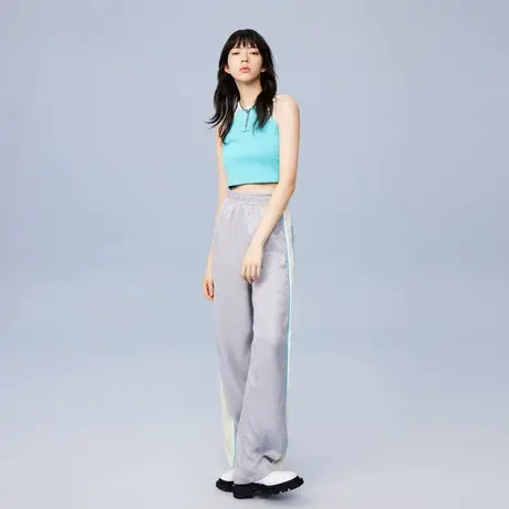 RIENYRE运动裤阔腿裤女2023新款春秋直筒宽松灰色高级慵懒休闲裤图片
