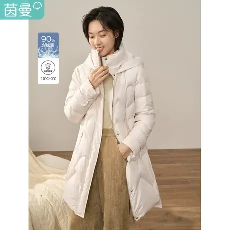 【商场同款】茵曼冬女装新款休闲立领百搭长款宽松鸭绒羽绒服图片