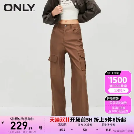 【买5免1】ONLY奥莱秋季新款休闲百搭直筒纯色工装裤休闲裤女图片