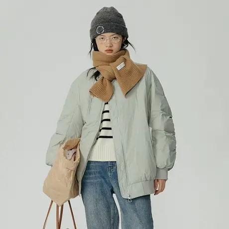 omont蛋挞家 飞行员夹克羽绒服女冬季2023年新款宽松棒球服厚外套图片
