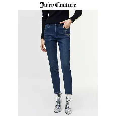Juicy Couture橘滋牛仔裤女美式春季新款休闲修身烫钻直筒牛仔裤图片