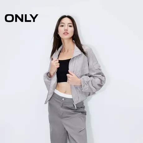 ONLY夏季休闲工装风宽松晕染立领风衣外套女|124336022图片