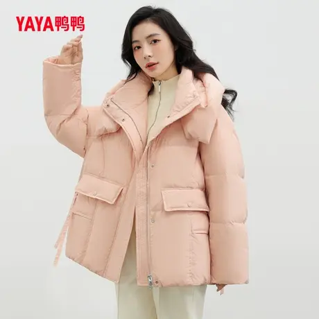 鸭鸭羽绒服女2023冬季新品韩版加厚连帽时尚一手长收腰保暖外套S图片
