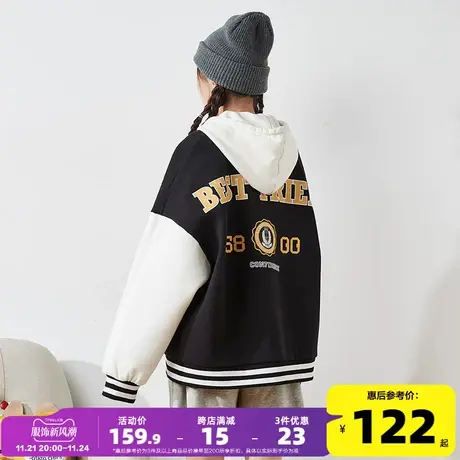 唐狮春秋新款美式风棒球服女拼接ins潮宽松学院风上衣女士短外套图片